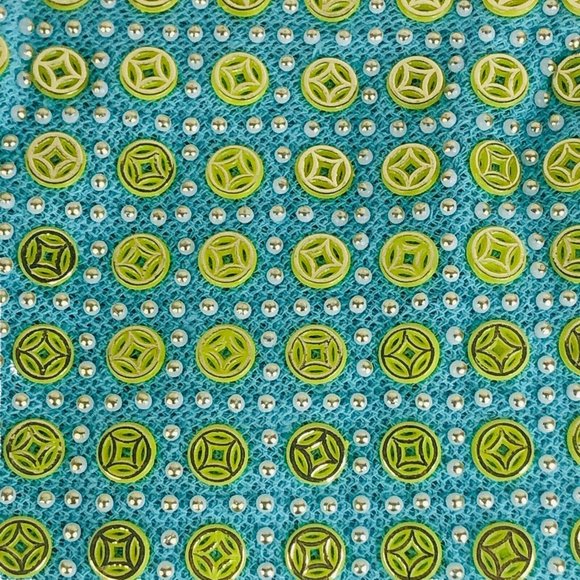 VTG Womens Clutch Purse Beaded Made Hong Kong Kiss Lock Closure Blue Green Small - Picture 2 of 10